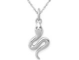 14K White Gold Polished Snake Charm Pendant Necklace with Chain